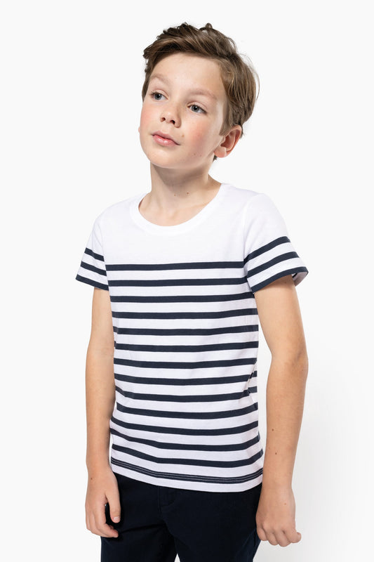 Camiseta marinera cuello redondo algodón orgánico niños Kariban - Colección Sailing K3035