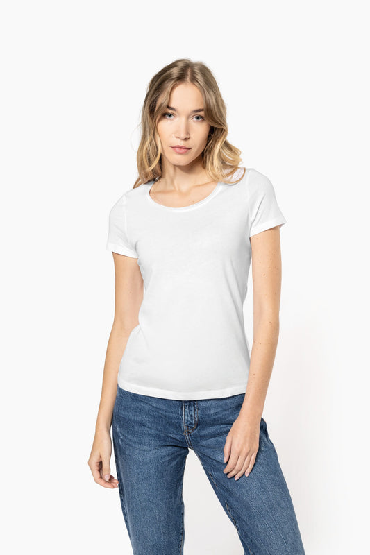 Camiseta orgánica con cuello sin costuras y manga corta mujer Kariban K399