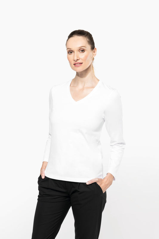 Camiseta Supima® cuello de pico manga larga mujer Kariban Premium PK307