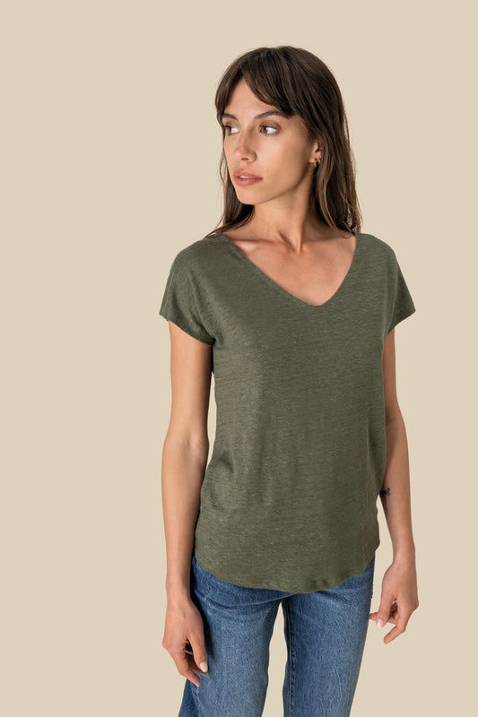 Camiseta lino cuello redondo mujer Spasso SP321