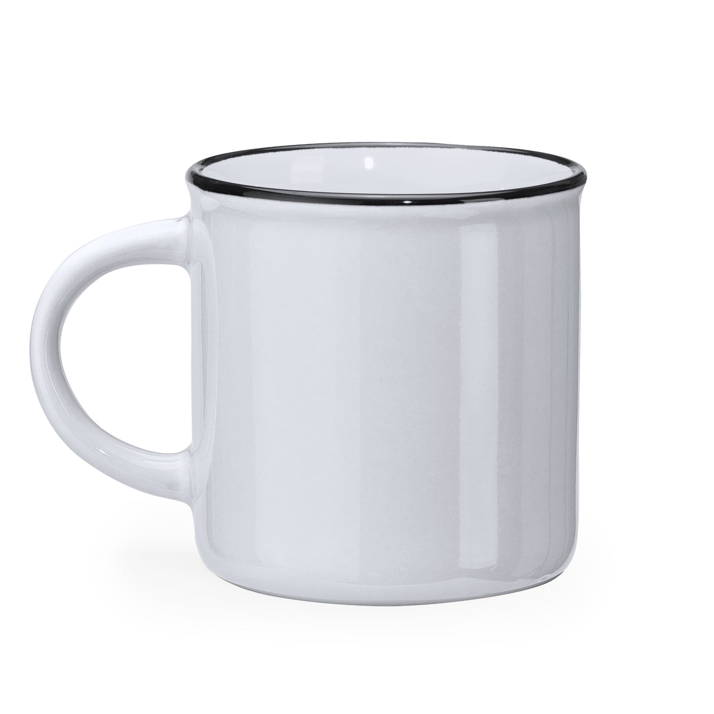 Taza de cerámica de estilo retro con asa redonda. Capacidad 300 ml.