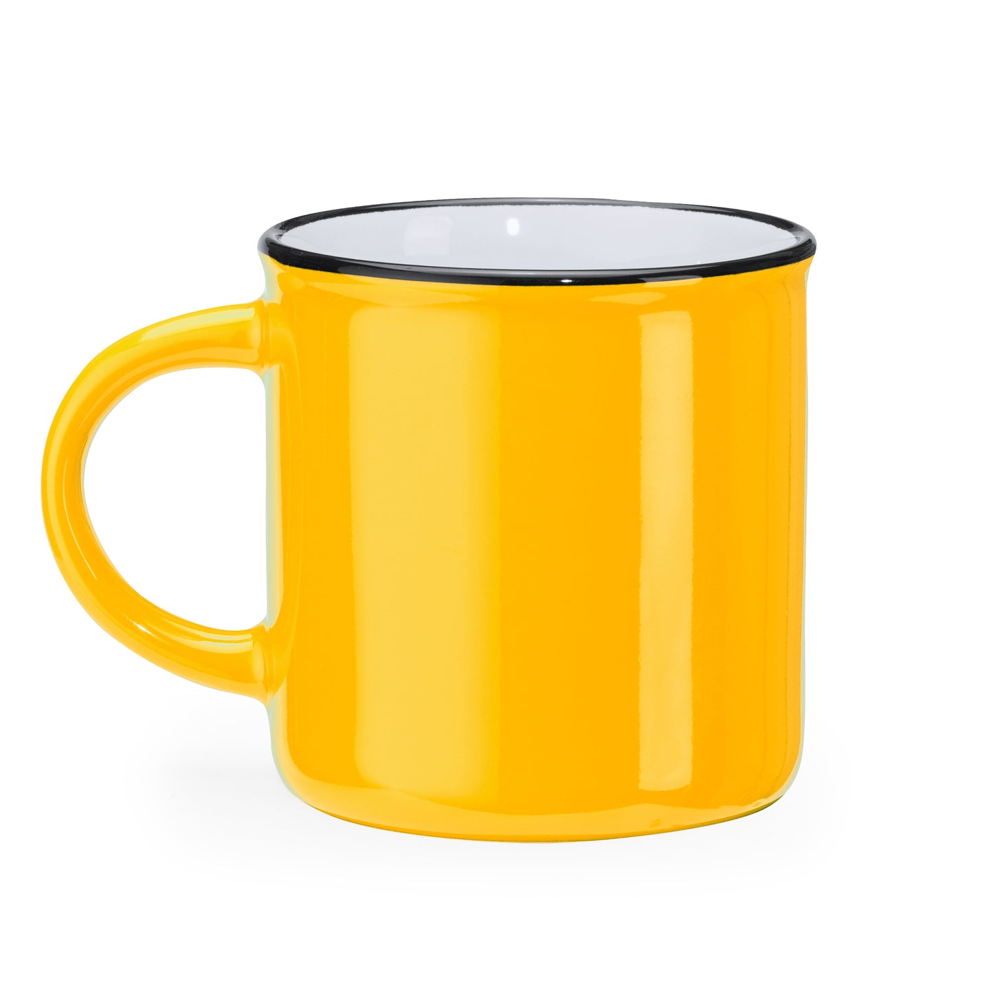 Taza de cerámica de estilo retro con asa redonda. Capacidad 300 ml.