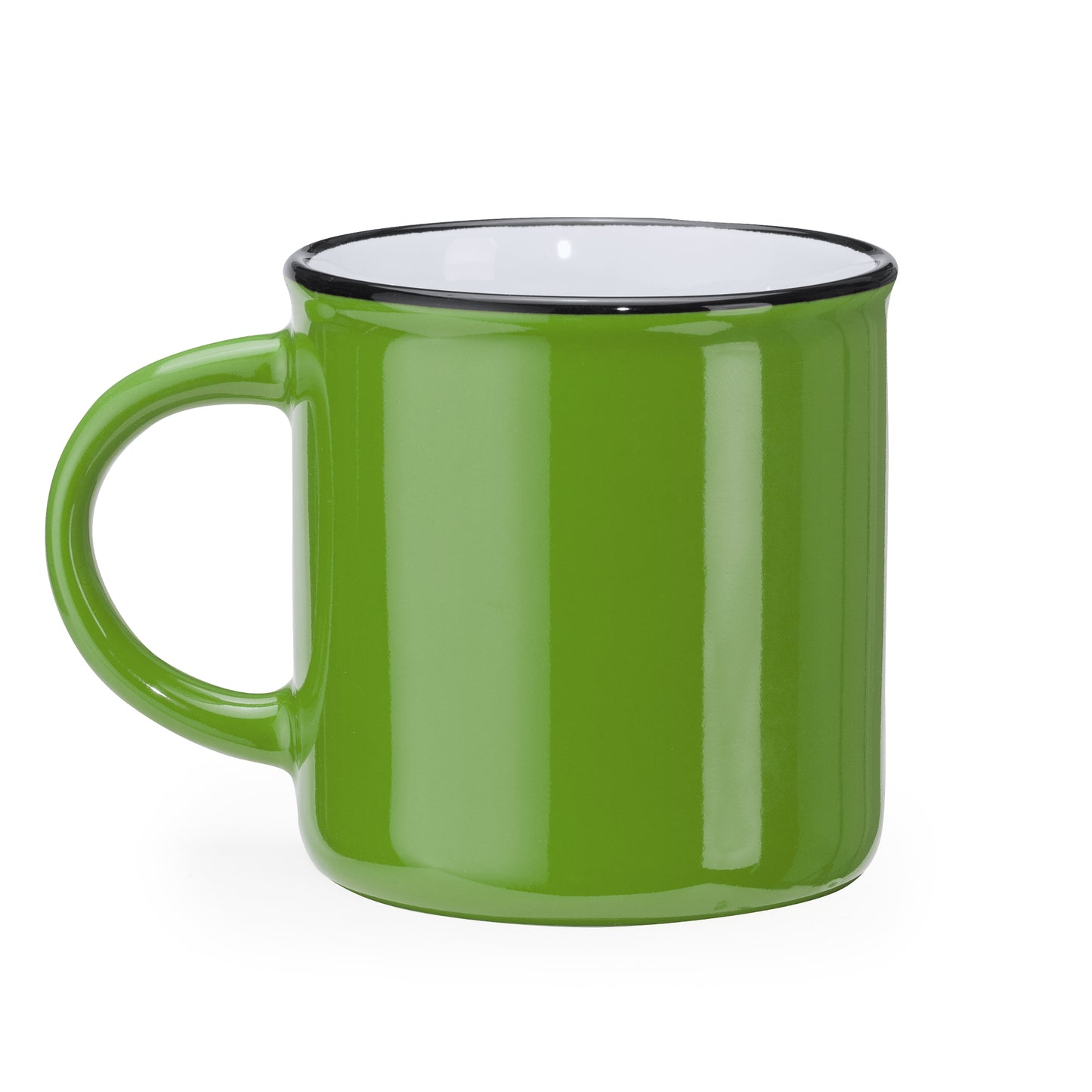 Taza de cerámica de estilo retro con asa redonda. Capacidad 300 ml.