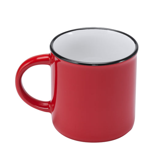 Taza de cerámica de estilo retro con asa redonda. Capacidad 300 ml.