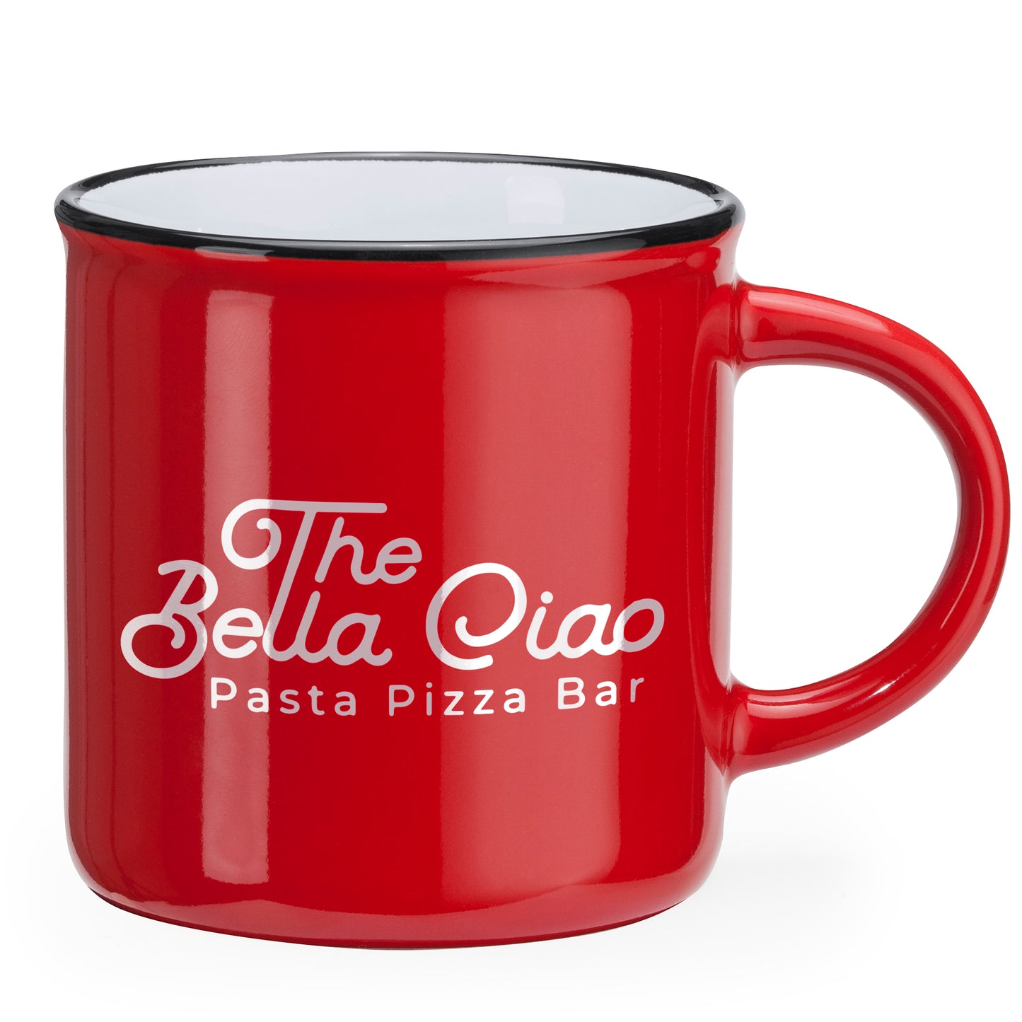Taza de cerámica de estilo retro con asa redonda. Capacidad 300 ml.