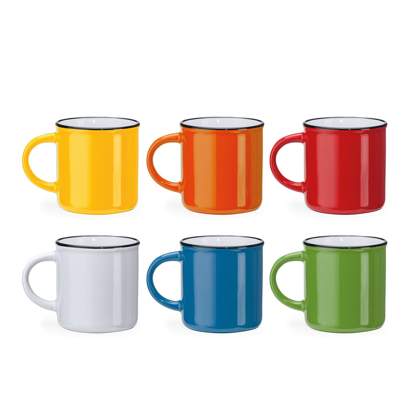Taza de cerámica de estilo retro con asa redonda. Capacidad 300 ml.