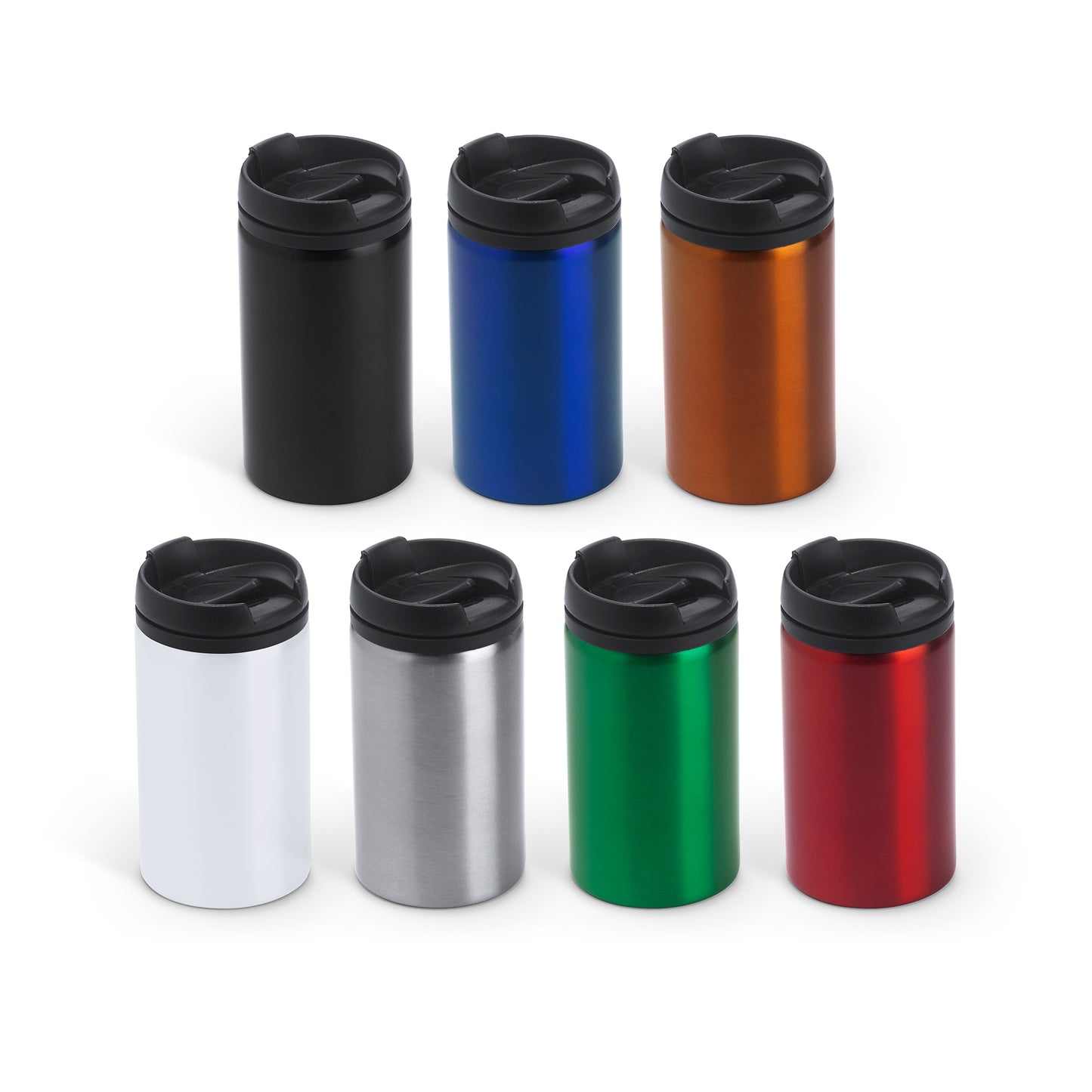 Vaso de acero inoxidable de 290 ml con tapa PP.
