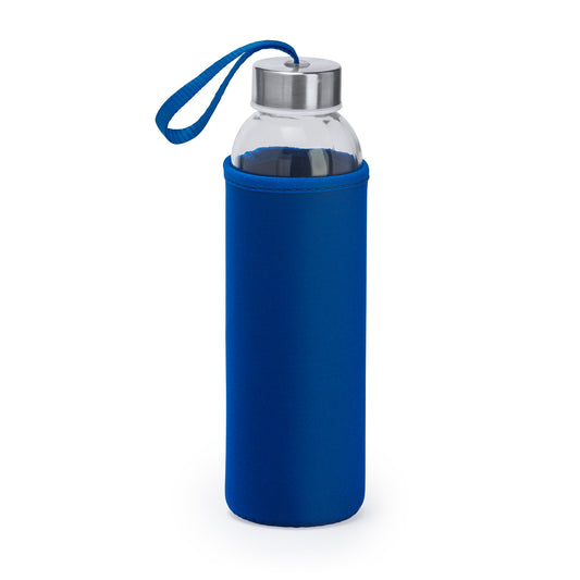 Bidón de cristal con 500 ml de capacidad, y funda realizada con neopreno