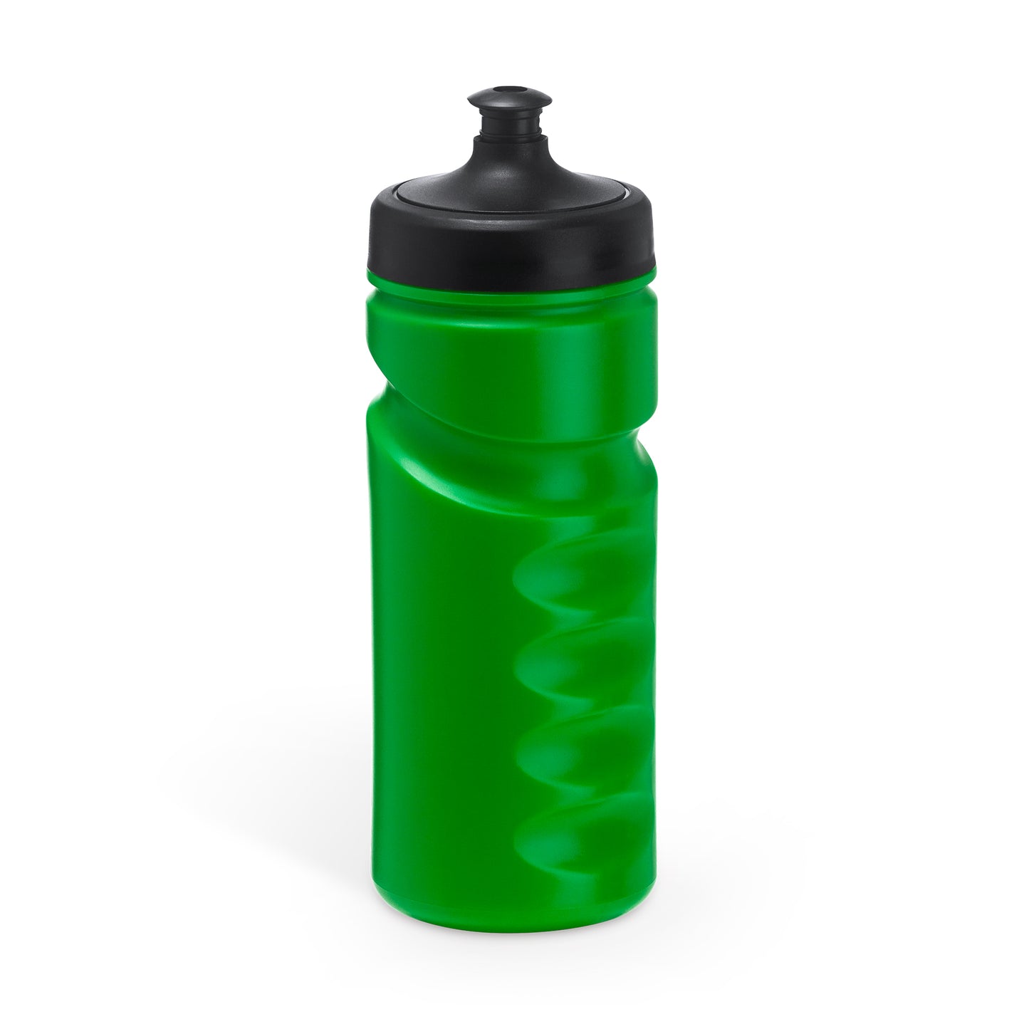 Bidón de RPET flexible diseñado en forma de camiseta, con tapón de seguridad y mosquetón para transportarlo de forma fácil. Capacidad de 470 ml.