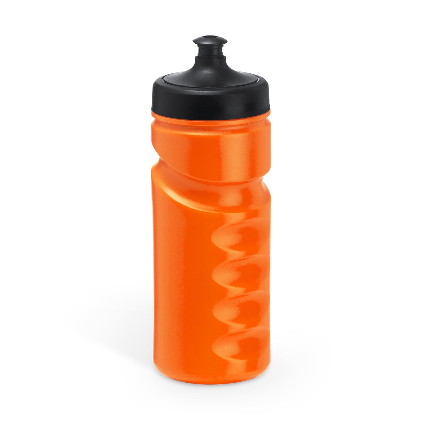 Bidón de RPET flexible diseñado en forma de camiseta, con tapón de seguridad y mosquetón para transportarlo de forma fácil. Capacidad de 470 ml.
