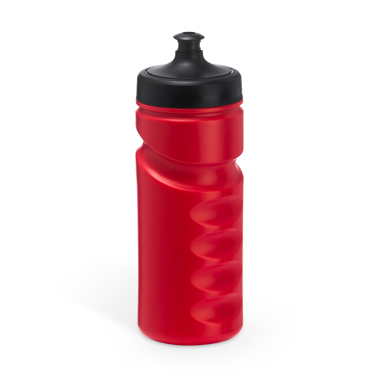 Bidón de RPET flexible diseñado en forma de camiseta, con tapón de seguridad y mosquetón para transportarlo de forma fácil. Capacidad de 470 ml.