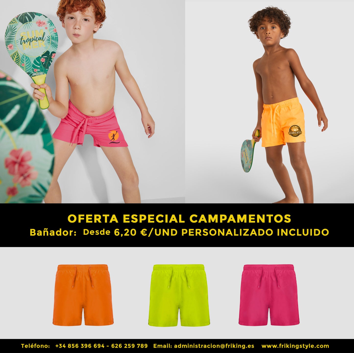 Bañador Infantil Personalizado para Campamentos de Verano