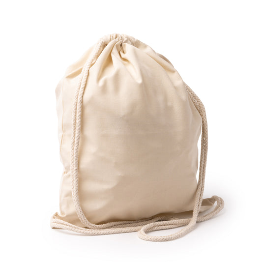 Mochila de cuerdas realizada en poliéster reciclado RPET con tacto algodón de 150 g/m².