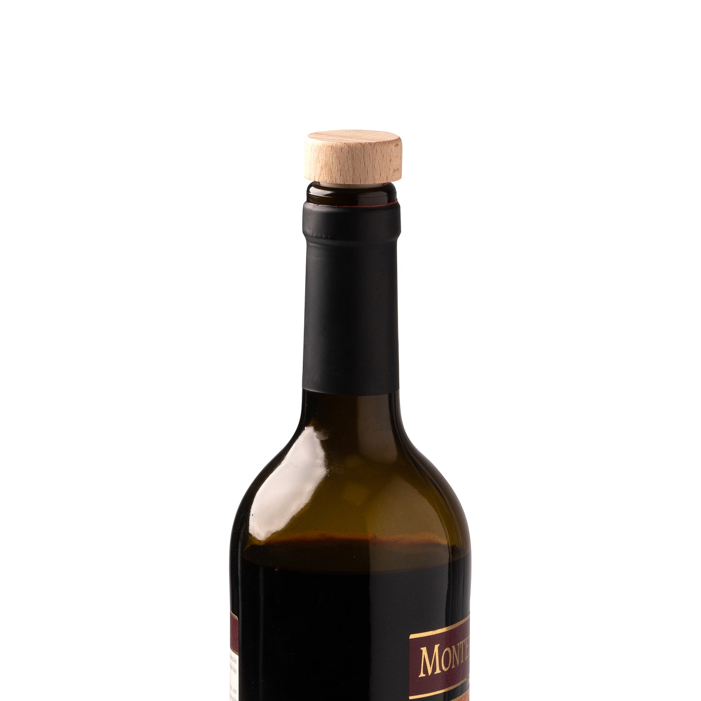Tapón para botellas de vino realizado en madera.
