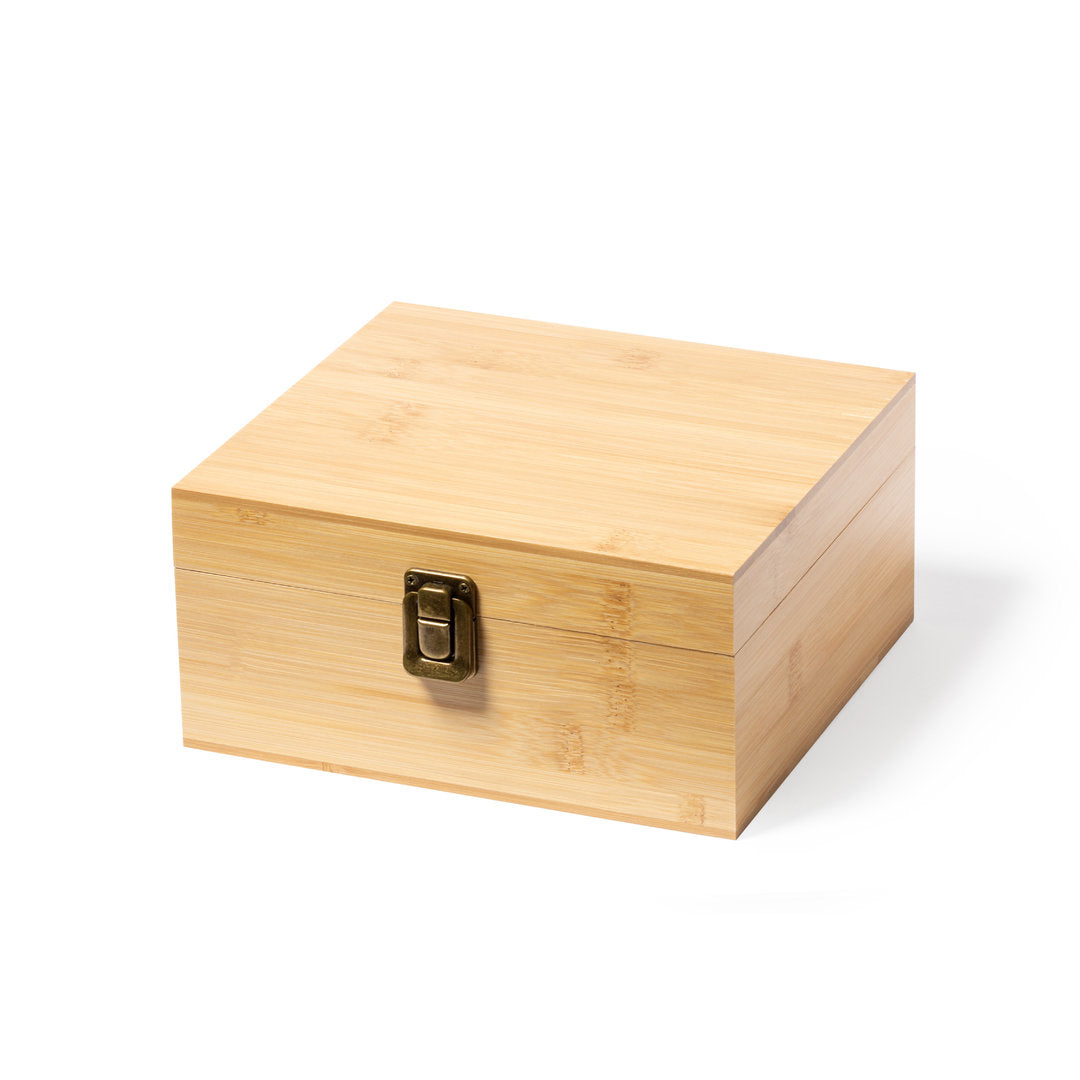Set de whisky en elegante estuche de bambú con interior troquelado