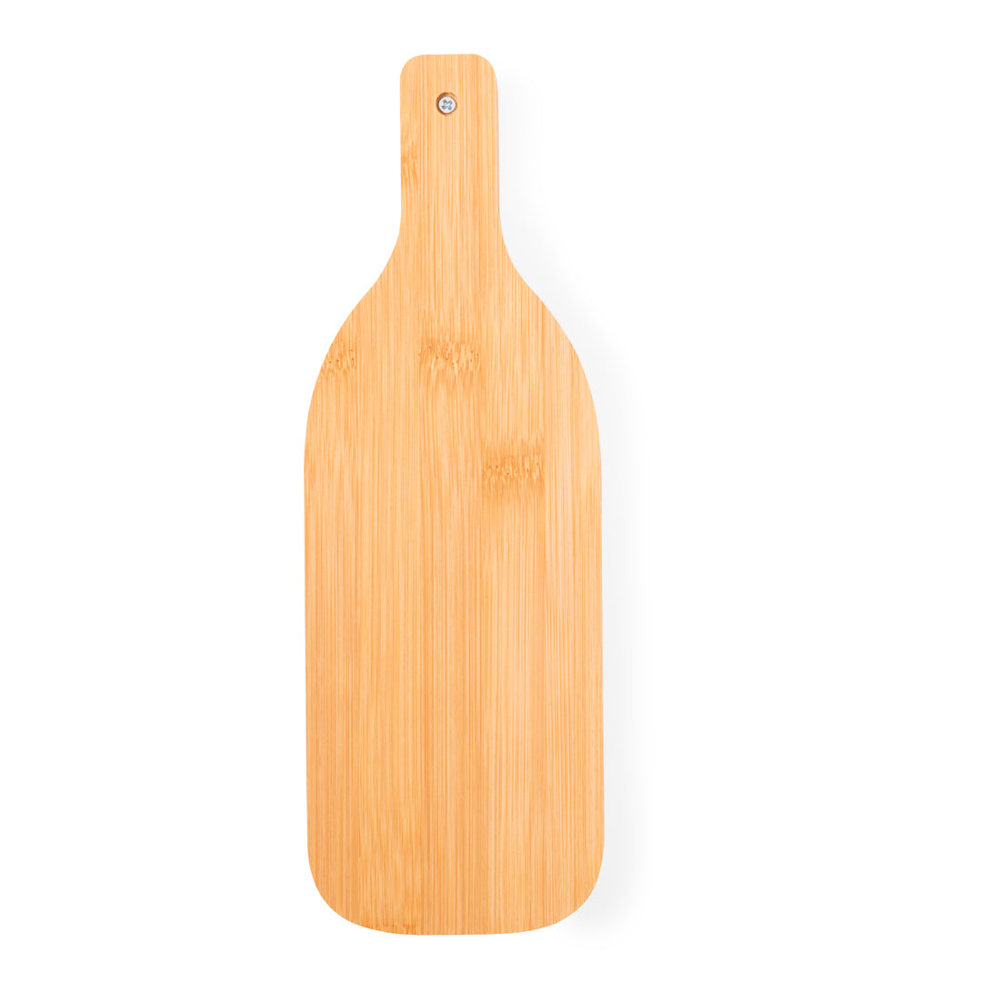 Set de vinos presentado en un diseño inspirado en botella de vino y tallado en bambú