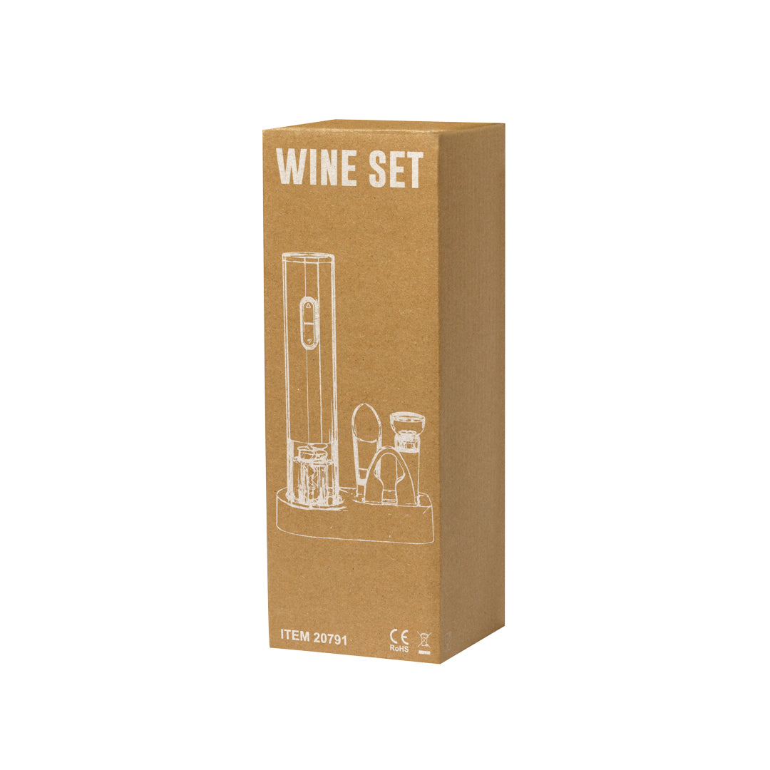 Práctico set de vinos con 4 accesorios.