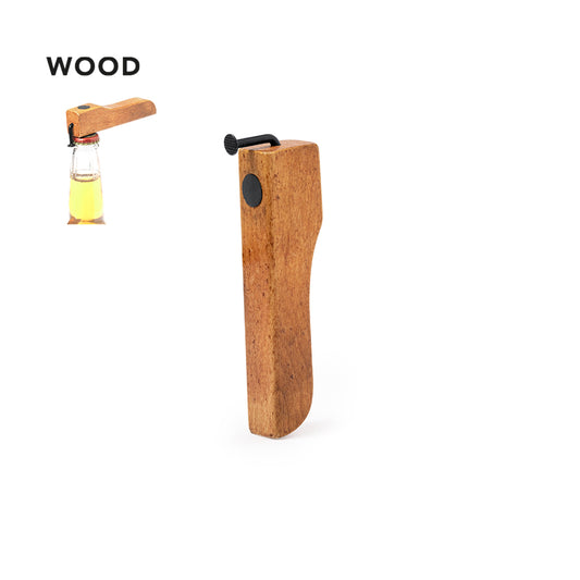 Original abridor de botellas en madera.