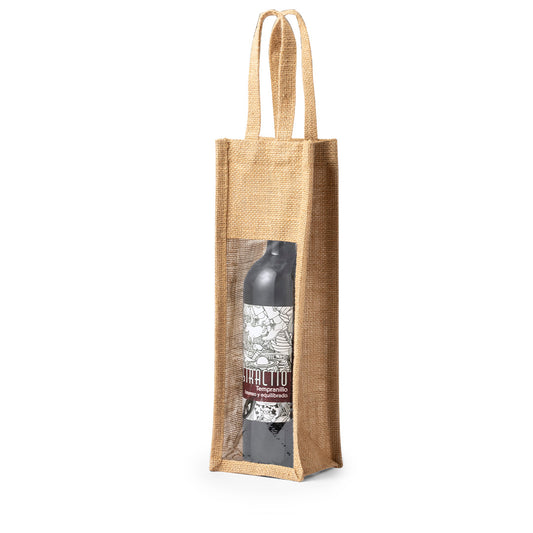 Resistente bolsa de yute laminado para botella de vino de 75cl