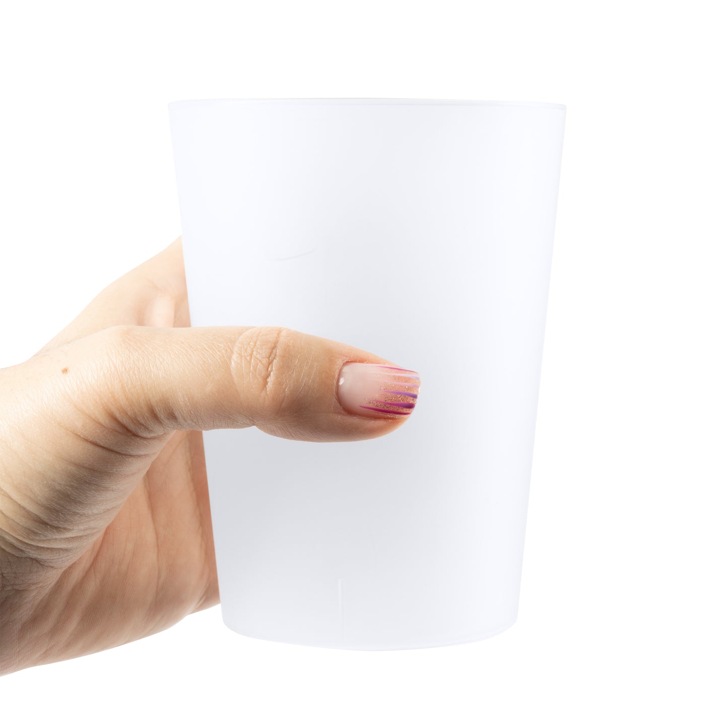 Vaso reutilizable realizado en resistente PP flexible. Capacidad 500 ml