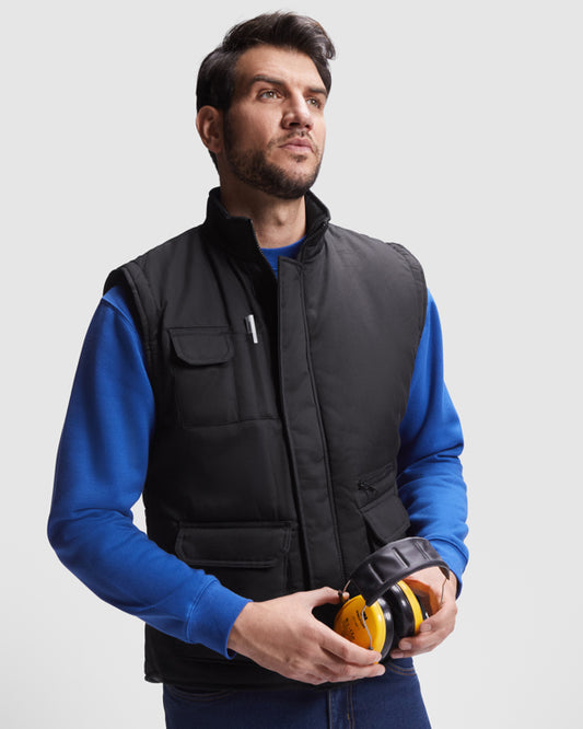 Chaleco laboral multibolsillos con cuello alto ALMANZOR