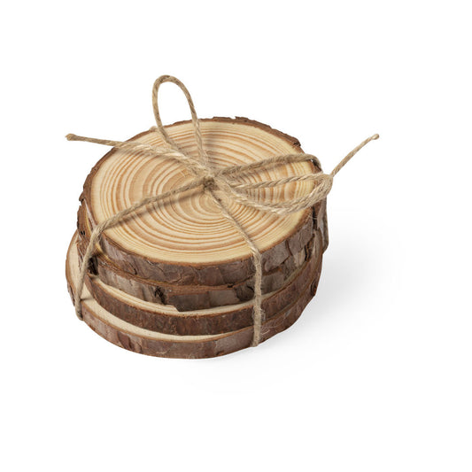 Set de posavasos en madera de pino natural.