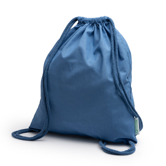 Mochila de cordones realizada 100% de algodón orgánico de 140 g/m². Cordones en color a juego con la mochila.