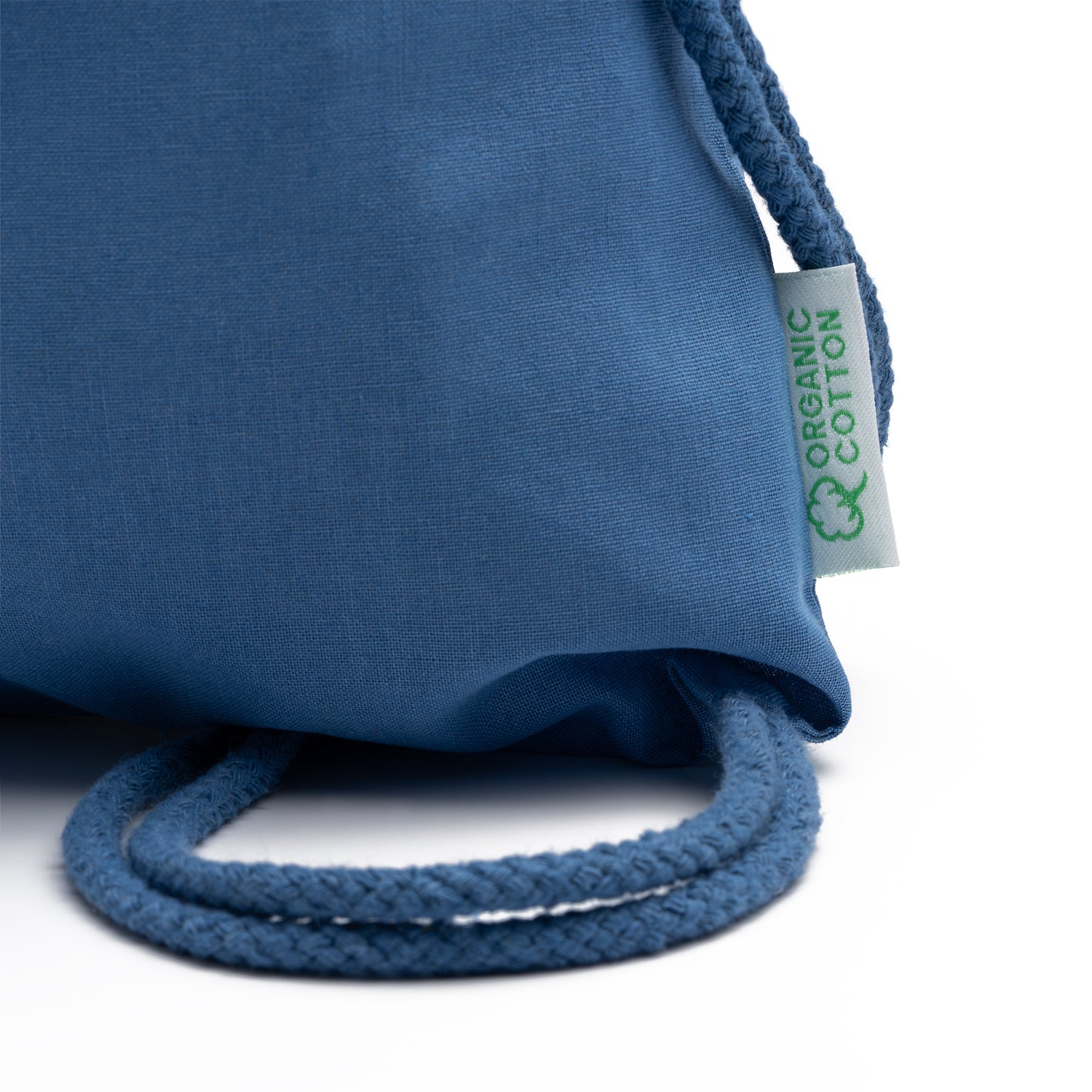 Mochila de cordones realizada 100% de algodón orgánico de 140 g/m². Cordones en color a juego con la mochila.