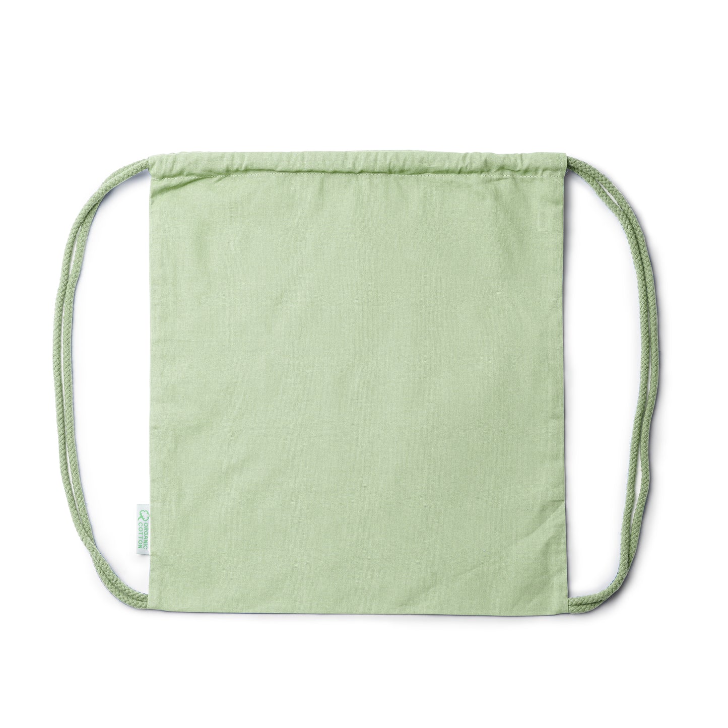 Mochila de cordones realizada 100% de algodón orgánico de 140 g/m². Cordones en color a juego con la mochila.