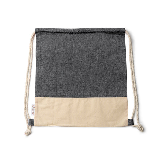 Mochila de cordones en algodón reciclado con acabado jaspeado y algodón natural de 120 g/m².