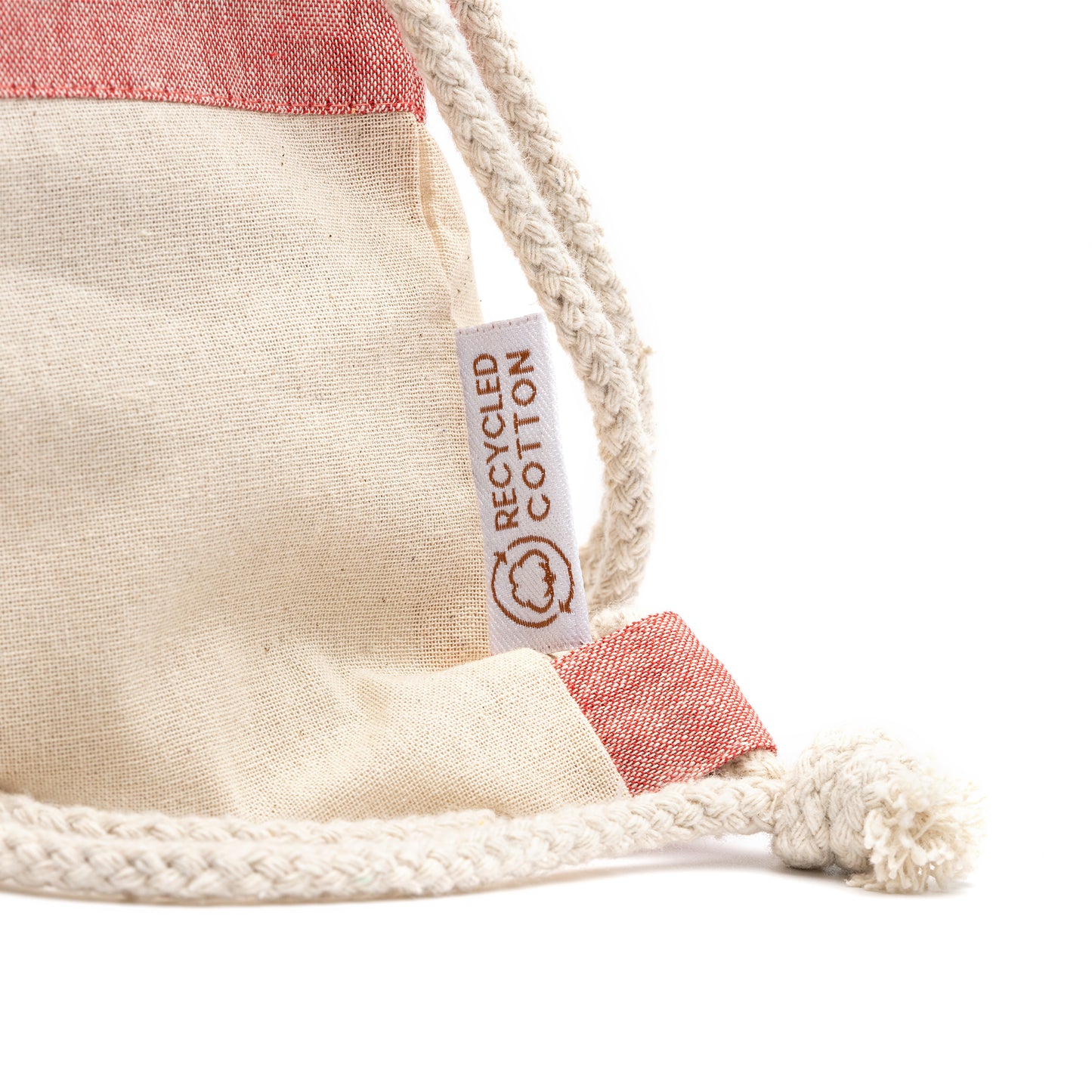 Mochila de cordones en algodón reciclado con acabado jaspeado y algodón natural de 120 g/m².