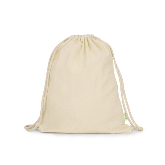 Mochila de cordones 100% de algodón orgánico. Cómoda mochila de uso diario.