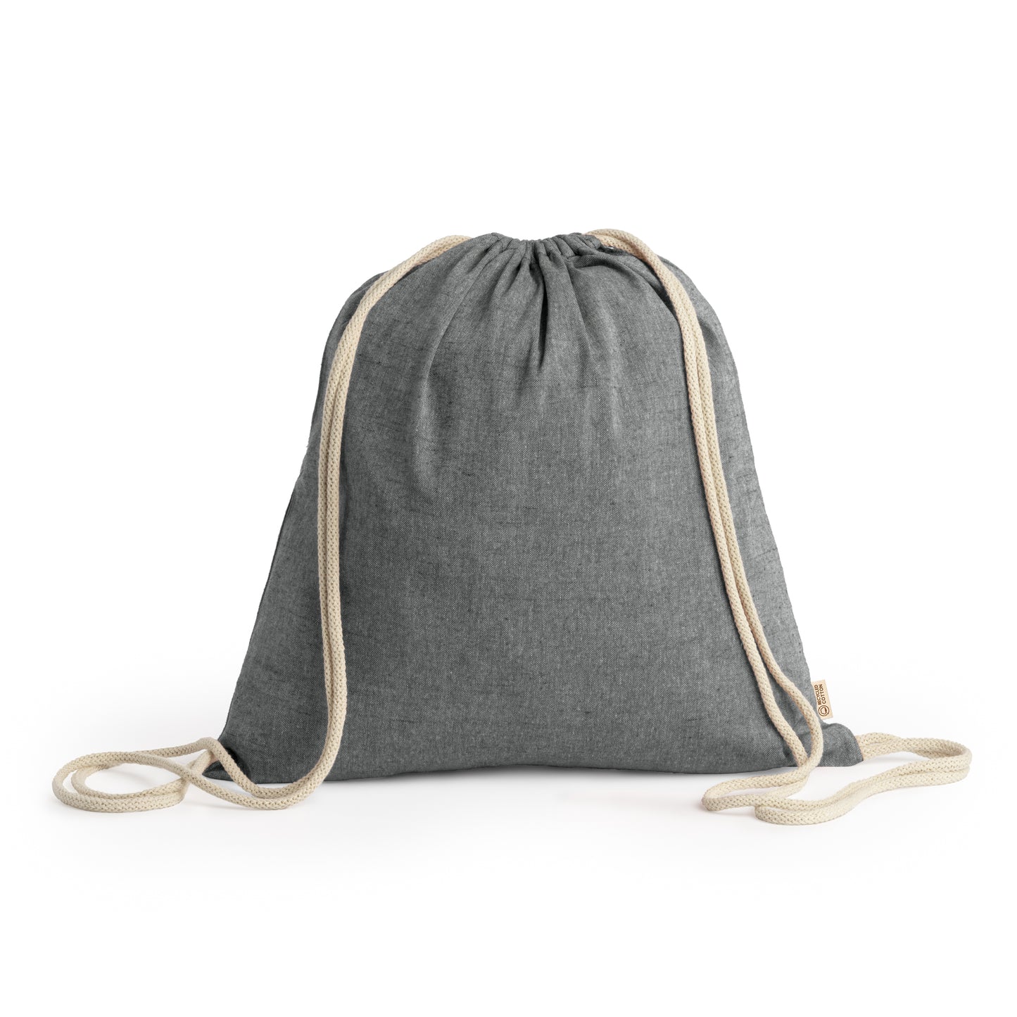 Mochila de cordones en algodón reciclado de 120 g/m² con acabado jaspeado.