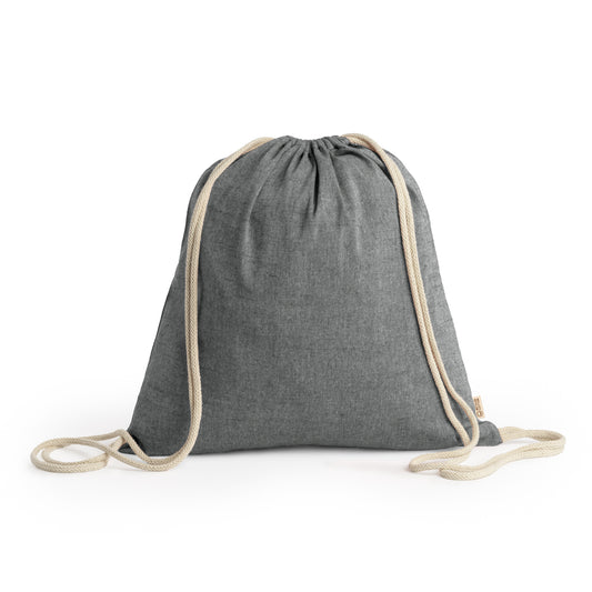 Mochila de cordones en algodón reciclado de 120 g/m² con acabado jaspeado.