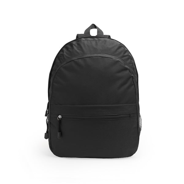 Mochila realizada en poliéster 600D con dos compartimentos principales y bolsillo frontal