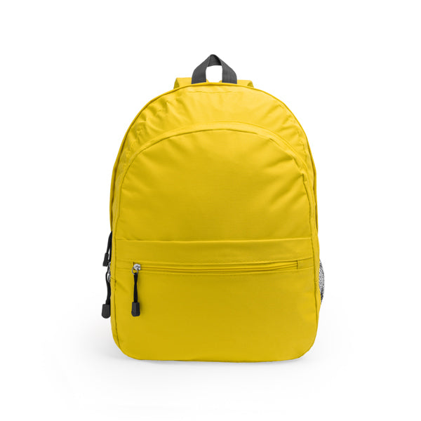 Mochila realizada en poliéster 600D con dos compartimentos principales y bolsillo frontal