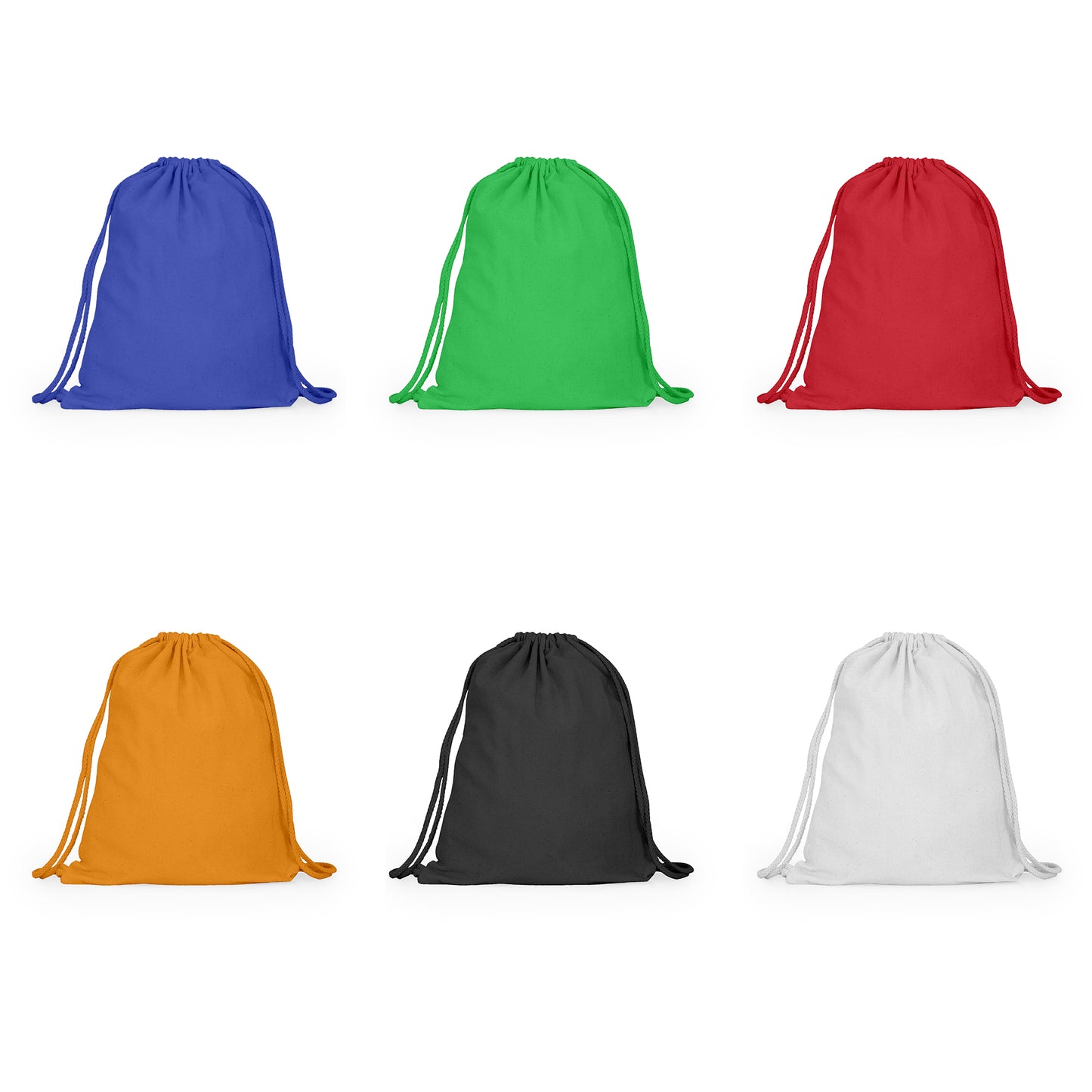 Mochila 100% de algodón con cordones a juego. Disponible en varios colores.