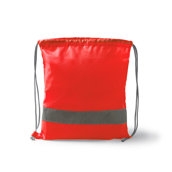 Mochila de cordones con banda reflectante, realizada en poliéster 210D.