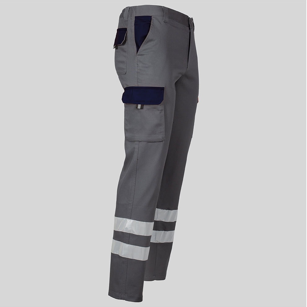 PANTALON UNISEX MULTIBOLSILLOS ELASTICO GAMO COMBI + 2 BANDAS REFLECT.