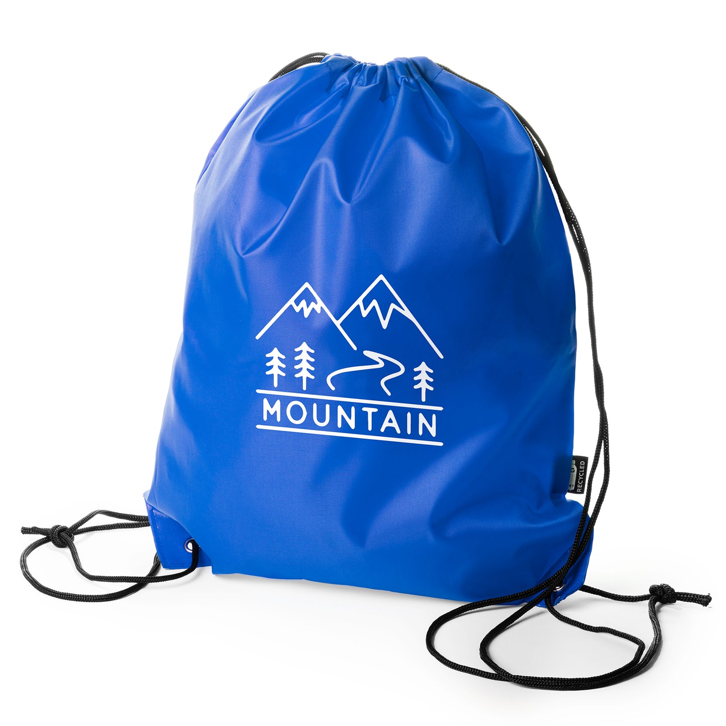 Mochila de cordones realizada en suave material RPET con esquinas reforzadas.