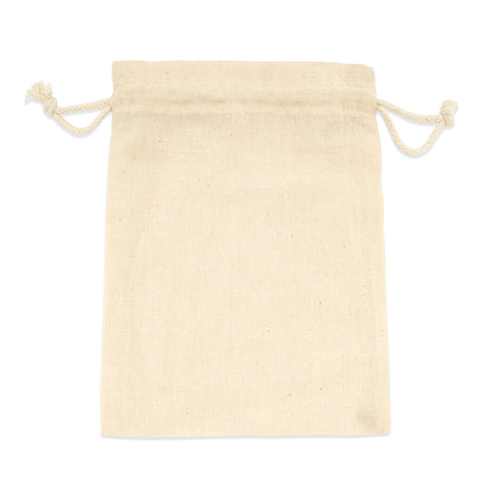 Bolsa estilo saco de algodón 105 g/m² con cordones de auto-cierre.