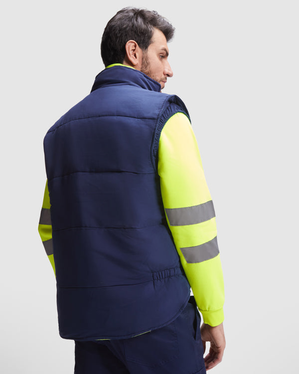Chaleco reversible multibolsillos y alta visibilidad, con cuello alto PERSEI