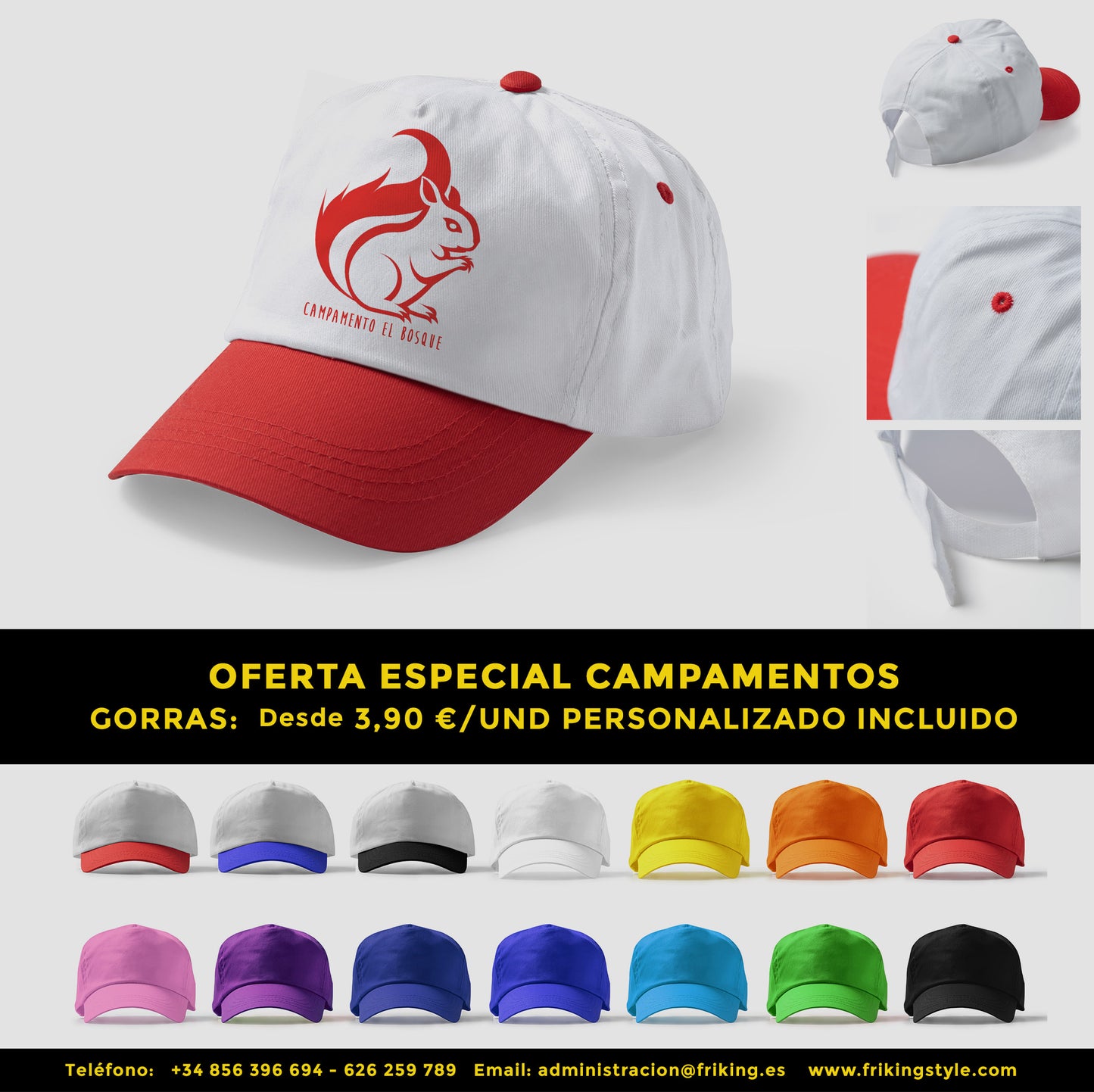 GORRAS Personalizadas para Campamentos de Verano.