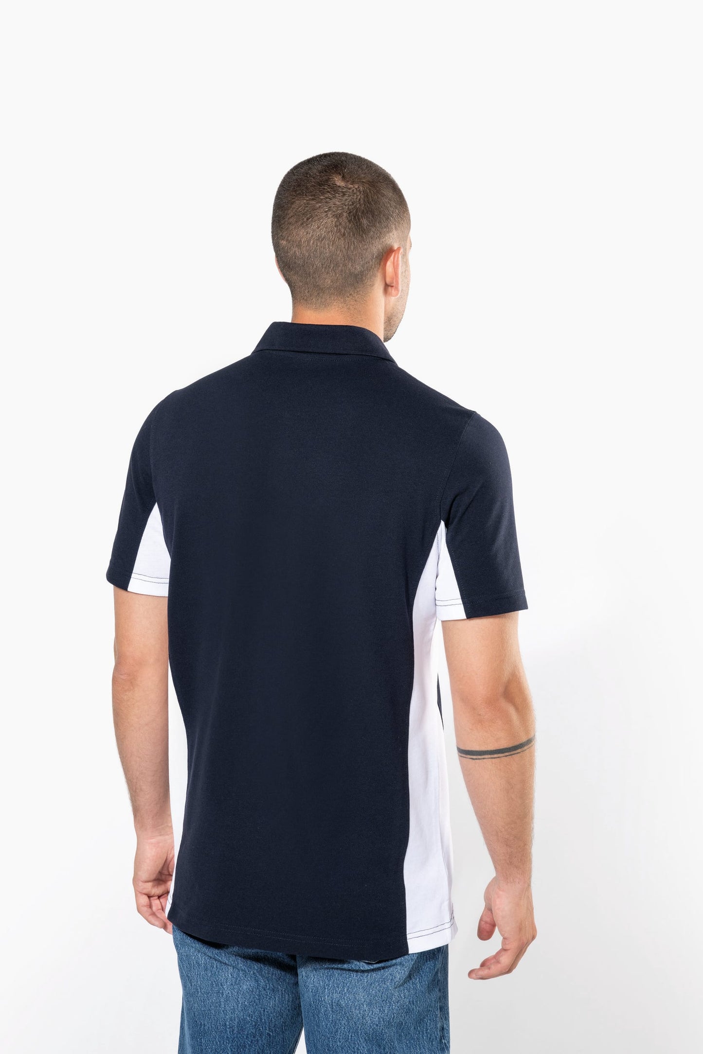 Polo de punto piqué manga corta bicolor hombre Kariban K232