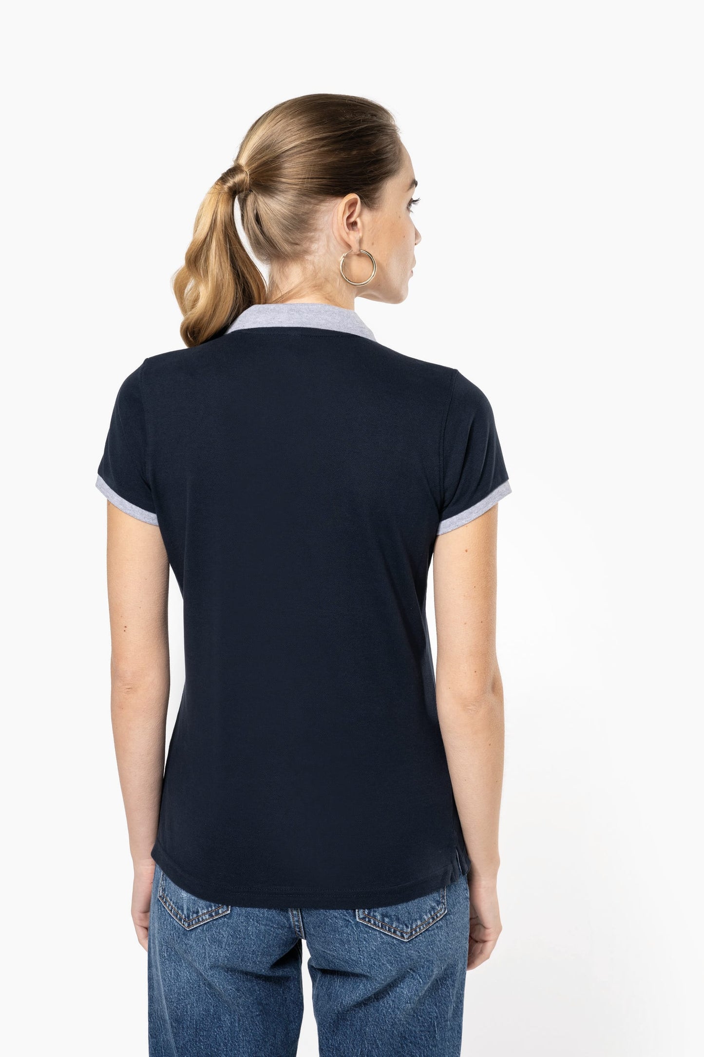 Polo piqué bicolor mujer Kariban K259