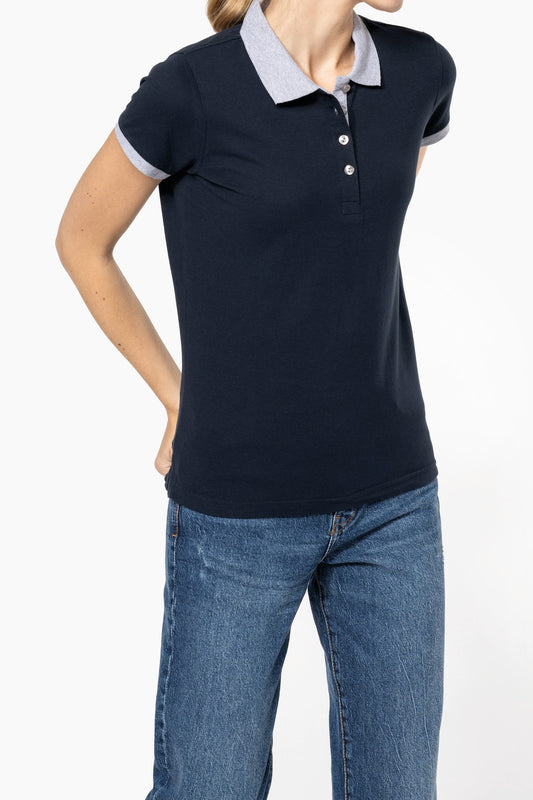 Polo piqué bicolor mujer Kariban K259