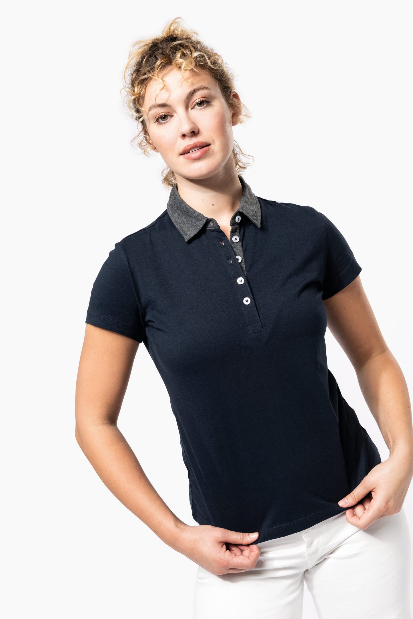 Polo jersey bicolor mujer Kariban K261