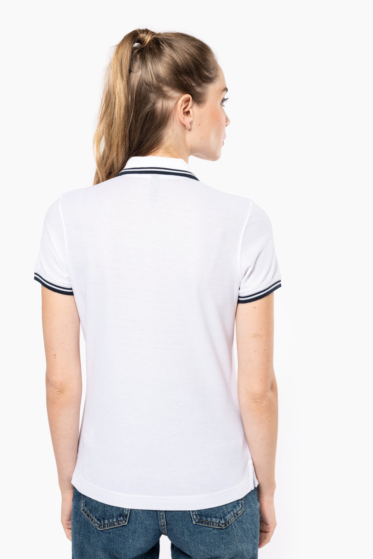 Polo de manga corta para mujer con ribetes contrastados Kariban K273