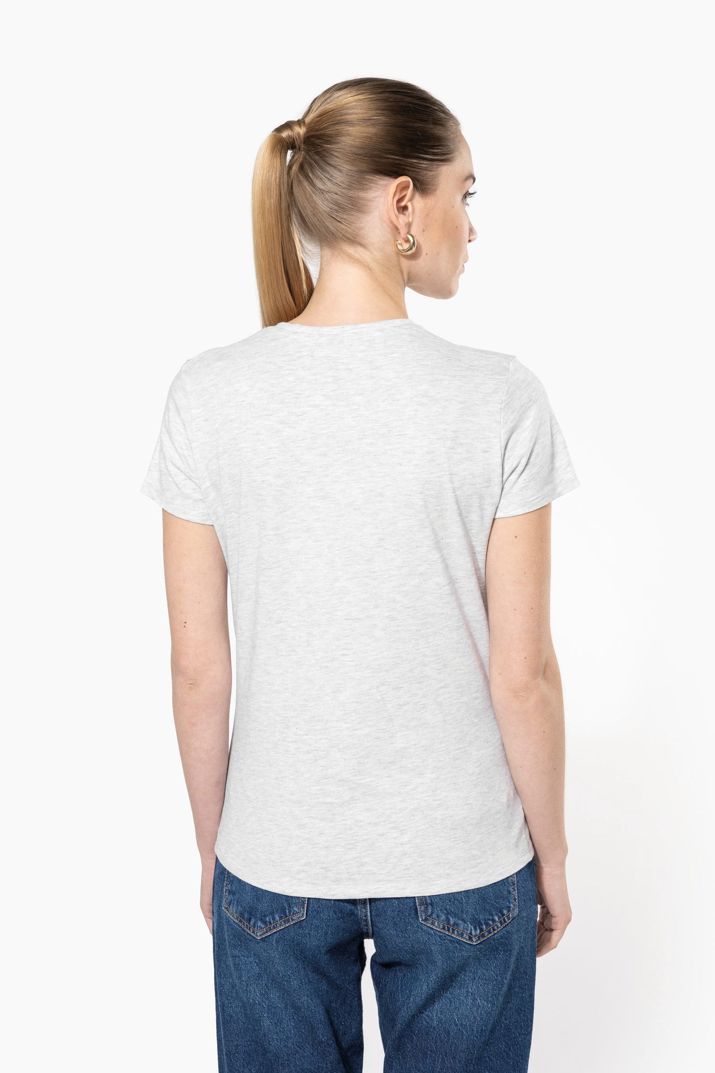 Camiseta de manga cota y cuello de pico mujer Kariban K381