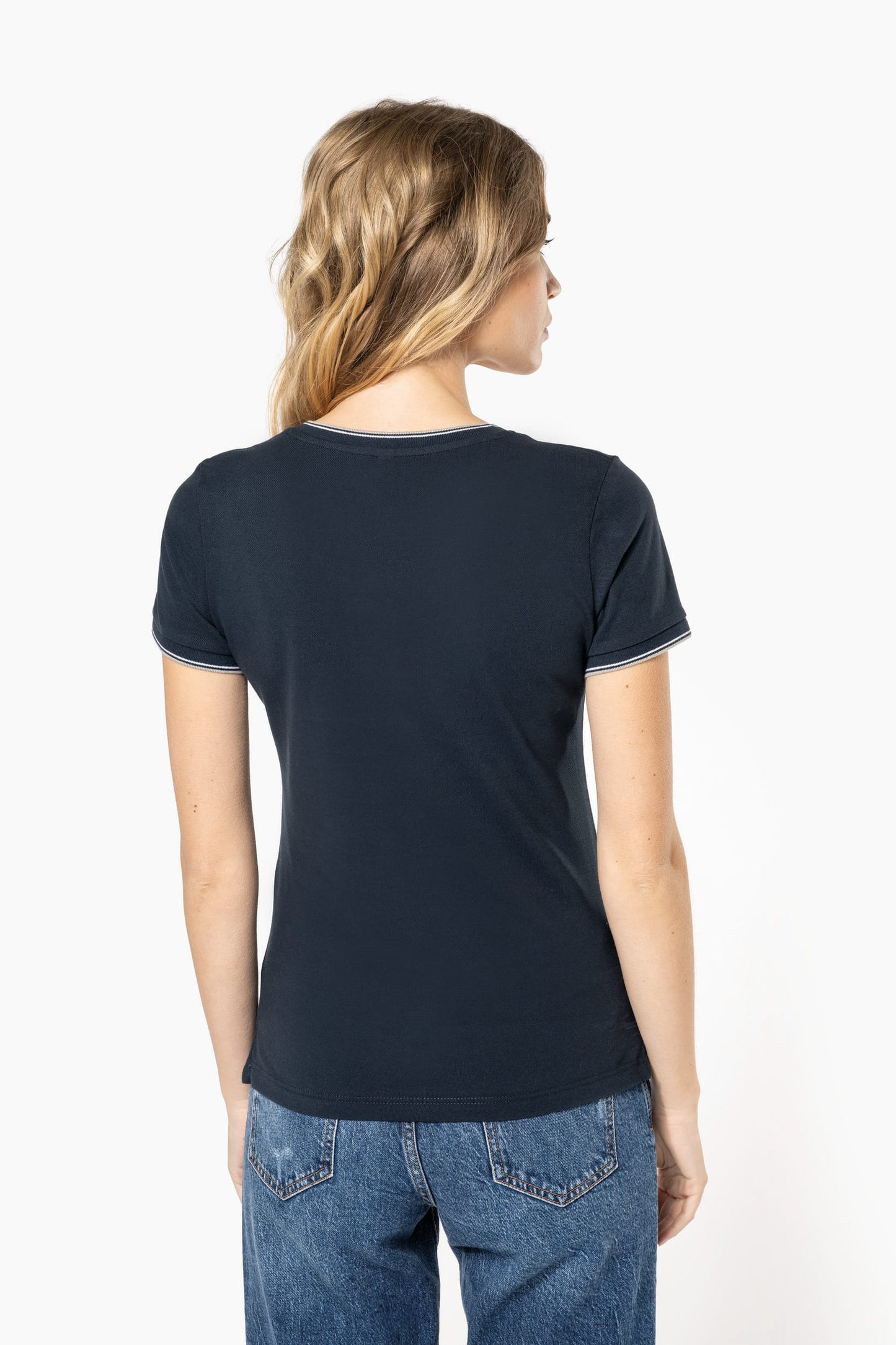 Camiseta de punto piqué con cuello de pico mujer Kariban K394